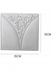 5-Piece 3D Pattern Wall Sticker Grey 35x35cm