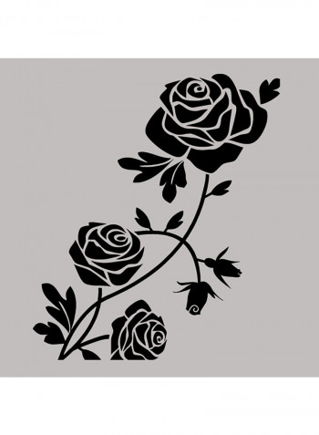 3D Acrylic Rose Flower Wall Sticker Black 60x90cm