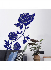 3D Acrylic Rose Flower Wall Sticker Blue 60x90cm