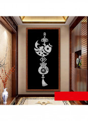 Chinese Knot Design Wall Sticker Grey / Black 60x90cm