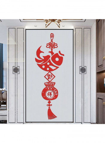 Creative Chinese Style Fish Knot Design Acrylic Wall Sticker Red