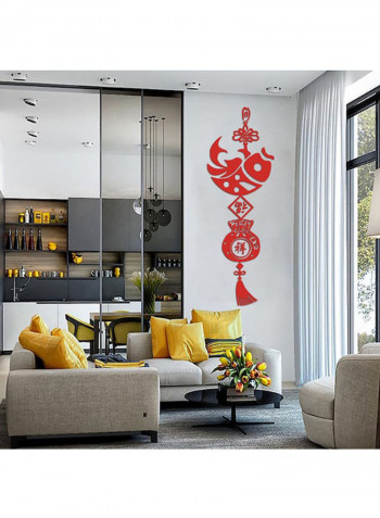 Creative Chinese Style Fish Knot Design Acrylic Wall Sticker Red