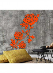 1-Piece 3D Acrylic Rose Flower Wall Sticker Orange