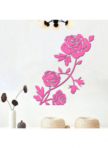 3D Acrylic Rose Wall Sticker Pink 60x90cm