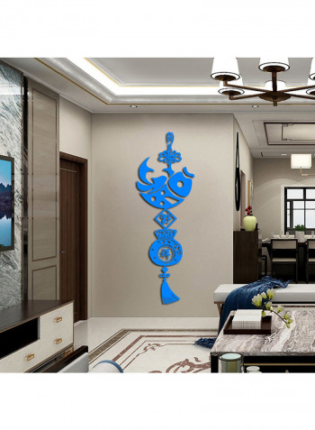 Creative Fish Chinese Knot Design Wall Sticker Blue 60x90cm