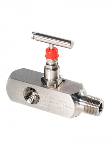Stainless Steel Multiport Gauge Valve Silver/Red 0.5inch