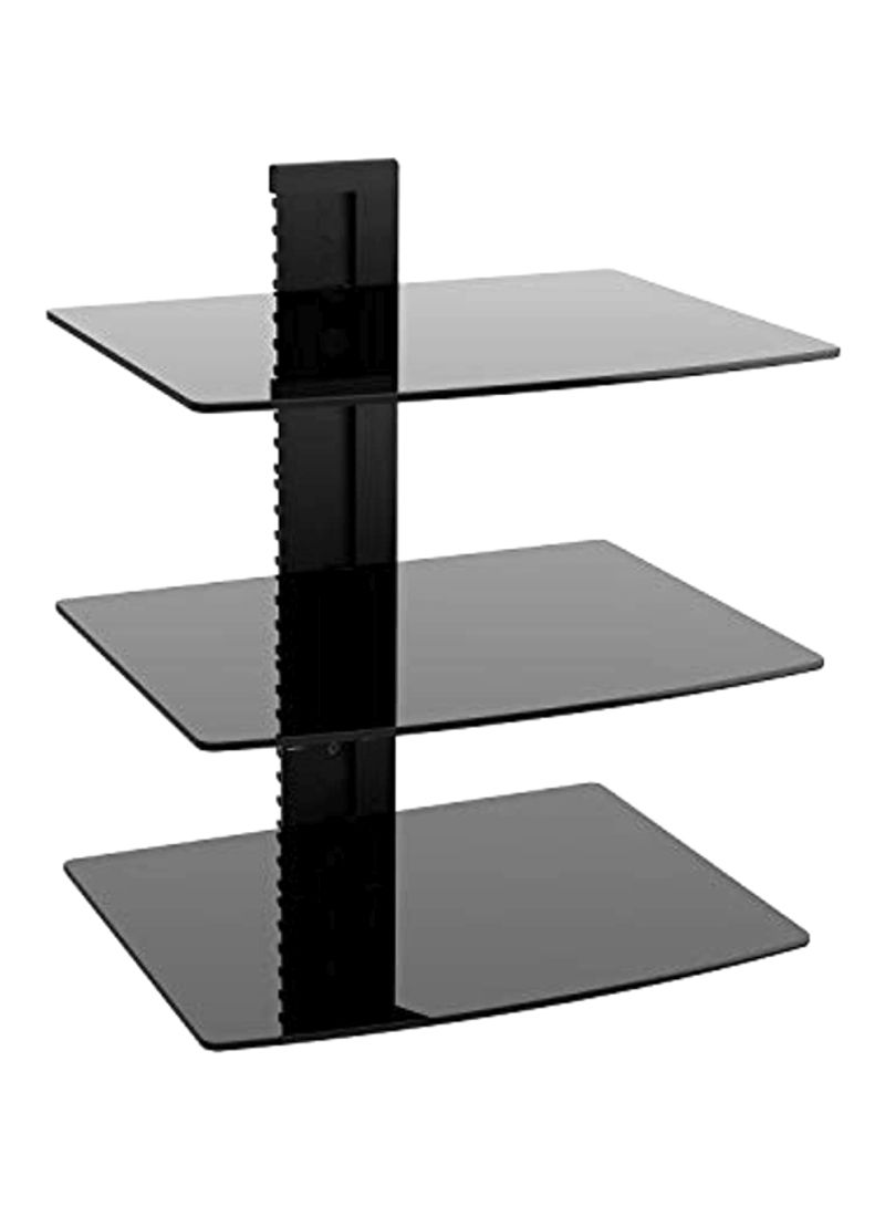 Foldable Wall Mounted Shelf With Strengthened Tempered Glasses Black