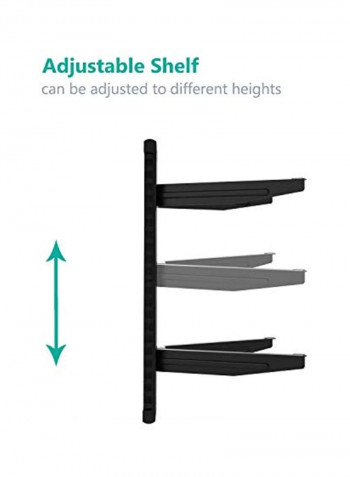 Foldable Wall Mounted Shelf With Strengthened Tempered Glasses Black