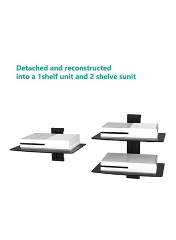 Foldable Wall Mounted Shelf With Strengthened Tempered Glasses Black