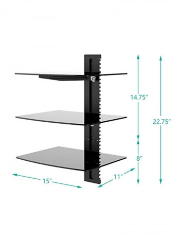 Foldable Wall Mounted Shelf With Strengthened Tempered Glasses Black