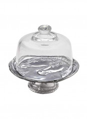 Horse Footed Plate With Glass Dome Silver/Clear 8inch