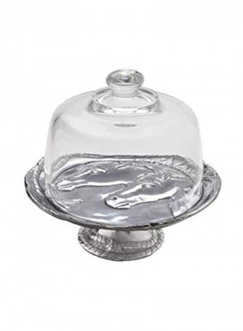 Horse Footed Plate With Glass Dome Silver/Clear 8inch