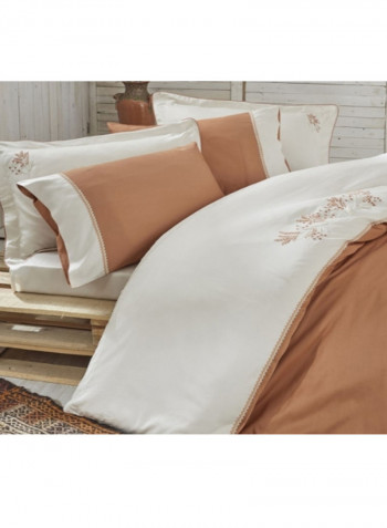 6-Piece Efza Terra Eco Large Duvet Set Cotton White/Brown 280 x 280centimeter