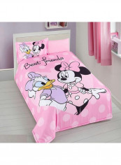 4-Piece Minnie Mouse Comforter, Bed Sheet, Pillow Case, Sham Bedding Set for Kids Cotton Blend Pink 180 x 240cm
