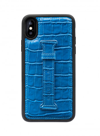 Protective Case Cover For Apple iPhone X/XS With Finger Holder Croco Blue
