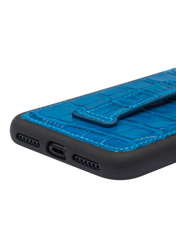 Protective Case Cover For Apple iPhone X/XS With Finger Holder Croco Blue