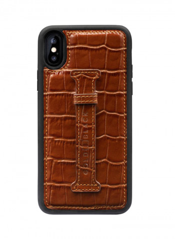 Protective Case Cover For Apple iPhone X/XS With Finger Holder Croco Brown