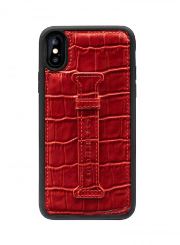 Protective Case Cover For Apple iPhone X/XS With Finger Holder Croco Red