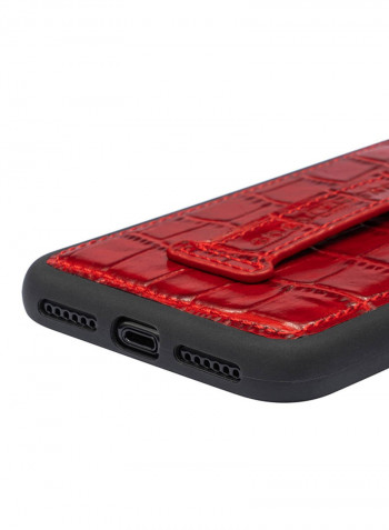 Protective Case Cover For Apple iPhone X/XS With Finger Holder Croco Red