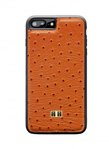 Leather Protective Case Cover For Apple iPhone 8 Plus/iPhone 7 Plus Ostrich Orange