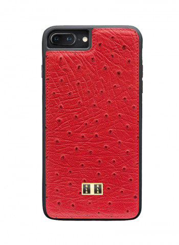 Leather Protective Case Cover For Apple iPhone 8 Plus/iPhone 7 Plus Ostrich Red