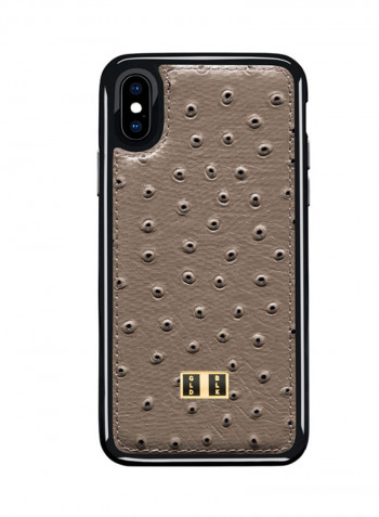 Leather Protective Case Cover For Apple iPhone X Ostrich Grey