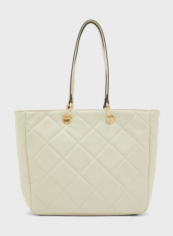 Textured Pattern Tote With Shoulder Bag Grey