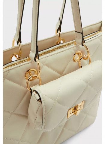 Textured Pattern Tote With Shoulder Bag Grey