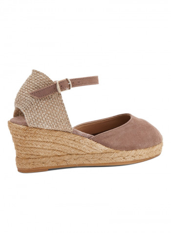 Lloret-5 Suede Pin Buckle Closure Wedge Espadrille Brown