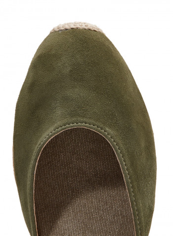 Lloret-5 Suede Pin Buckle Closure Wedge Espadrille Khaki