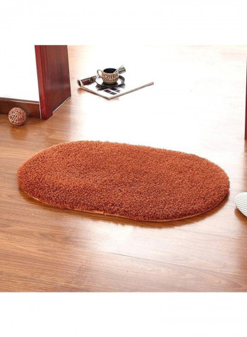 Oval Shaped Thick Rug Brown 60x160centimeter