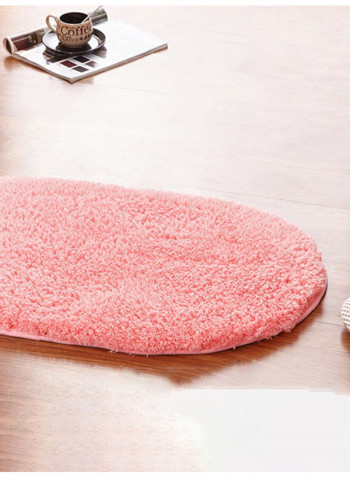 Oval Shaped Thick Rug Pink 60x160centimeter
