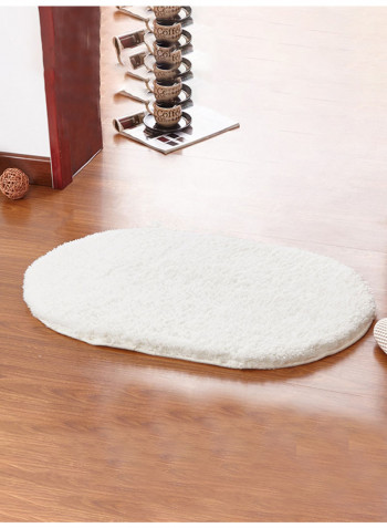 Oval Shaped Thick Rug White 60x160centimeter