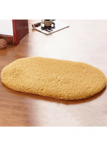 Oval Shaped Thick Rug Yellow 60x160centimeter