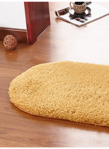 Oval Shaped Thick Rug Yellow 60x160centimeter