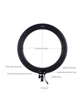 LED Bi-Colour Digital Ring Video Light 51.3x10.2x51centimeter Black/White