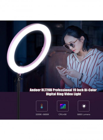 LED Bi-Colour Digital Ring Video Light 51.3x10.2x51centimeter Black/White