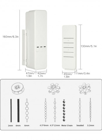WiFi Tuya DIY Smart Motorized Chain Roller Blinds Shade White 23.00 x 7.50 x 9.50cm