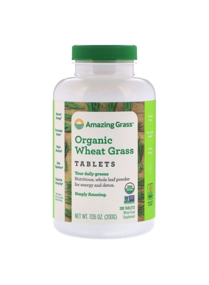 Organic Wheat Grass Whole Food Supplement - 200 Tablets