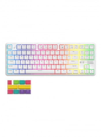 Wired And Bluetooth Dual Mode Mechanical Gaming Keyboard 14.3x5.3x1.4inch White/Red/Green