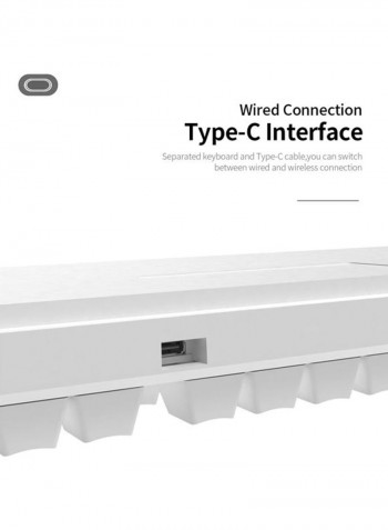 Wired And Bluetooth Dual Mode Mechanical Gaming Keyboard 14.3x5.3x1.4inch White/Red/Green