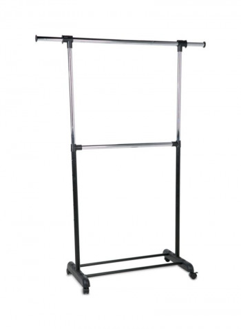 Dual Rod Expandable Garment Rack Silver/Black 73feet