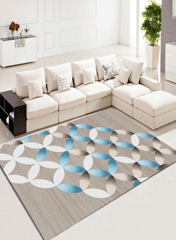 Anti-Skid Living Room Mat Blue/White/Grey 80 x 120centimeter
