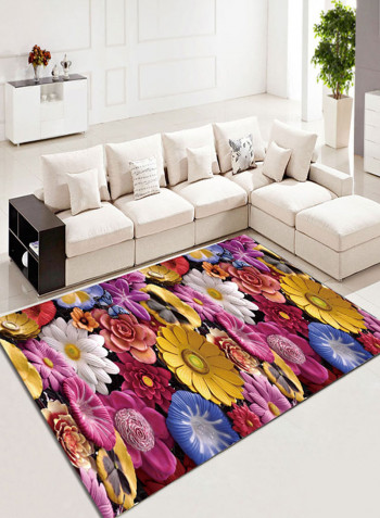 Flower Pattern Anti-Skid Floor Mat Multicolour 80 x 120centimeter