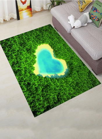Forest Heart Pattern Floor Mat Green/Yellow/Blue 80 x 120centimeter