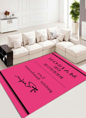 Letter Printed Living Room Mat Pink/Black 80 x 120centimeter