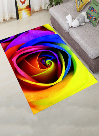 3D Rose Printed Living Room Mat Multicolour 80 x 120centimeter