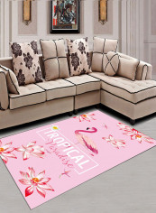 Flamingo Printed Anti-Skid Living Room Floor Mat Pink/White/Green 80 x 120centimeter