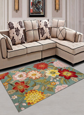 Floral Printed Anti-Skid Living Room Floor Mat Multicolour 80 x 120centimeter