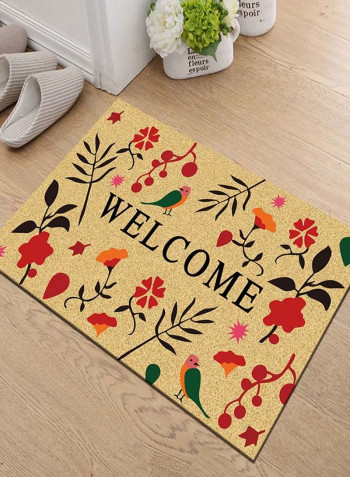 Flower Printed Anti-Skid Doormat Multicolour 80 x 120centimeter